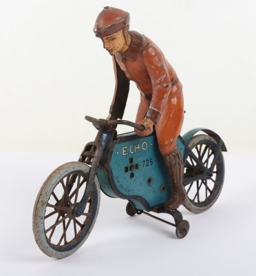 Lehmann 725 tinplate clockwork Motorcyclist ECHO, German 1920s
