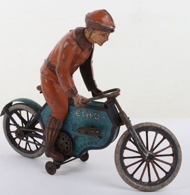 Lehmann 725 tinplate clockwork Motorcyclist ECHO, German 1920s - 3