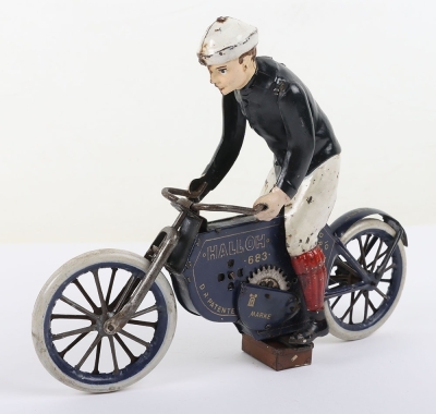 Lehmann 683 tinplate clockwork Motorcyclist HALLOH, German 1920's - 3