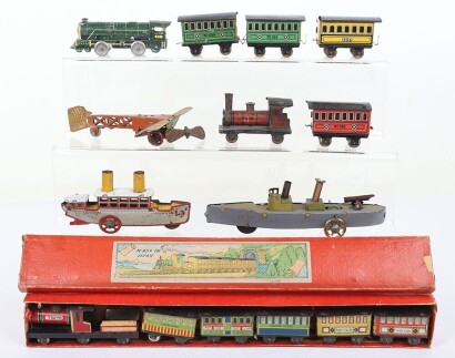 Trains and Ships tinplate Penny Toys
