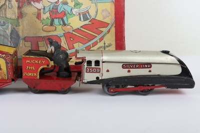 Boxed Wells Brimtoy tinplate Mickey Mouse Stoker Circus Train, 1930s - 3