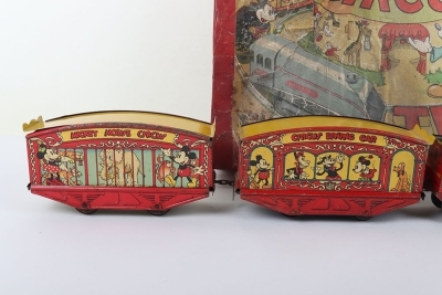 Boxed Wells Brimtoy tinplate Mickey Mouse Stoker Circus Train, 1930s - 4