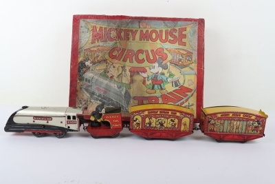 Boxed Wells Brimtoy tinplate Mickey Mouse Stoker Circus Train, 1930s - 5