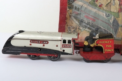 Boxed Wells Brimtoy tinplate Mickey Mouse Stoker Circus Train, 1930s - 6