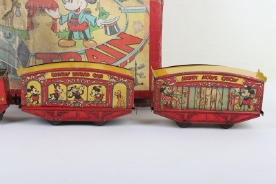 Boxed Wells Brimtoy tinplate Mickey Mouse Stoker Circus Train, 1930s - 7