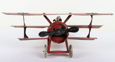 Tinplate W.W.I Red Baron tri-plane - 2