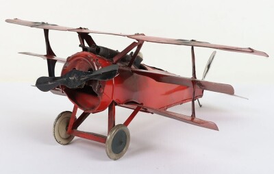Tinplate W.W.I Red Baron tri-plane - 3