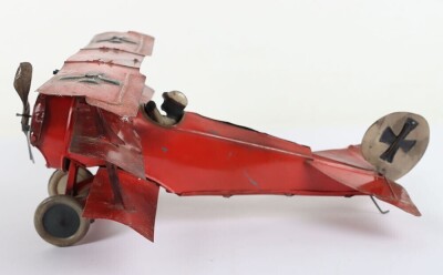 Tinplate W.W.I Red Baron tri-plane - 4