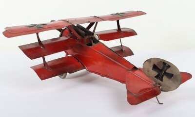Tinplate W.W.I Red Baron tri-plane - 5