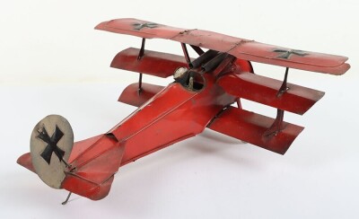 Tinplate W.W.I Red Baron tri-plane - 6