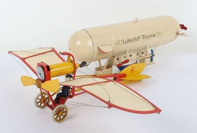 Modern tinplate clockwork Airship and Monoplane - 3