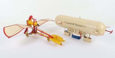 Modern tinplate clockwork Airship and Monoplane - 5