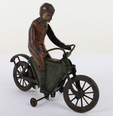 Fischer (Germany) Tinplate Clockwork Motorcyclist bell ringer version, circa 1910 - 3