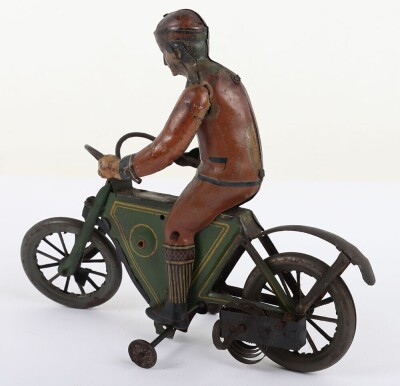 Fischer (Germany) Tinplate Clockwork Motorcyclist bell ringer version, circa 1910 - 5