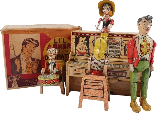 Unique Art Manufacturing Co (USA) Tinplate Clockwork LI&rsquo;L Abner and His Dogpatch Band
