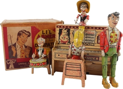 Unique Art Manufacturing Co (USA) Tinplate Clockwork LI&rsquo;L Abner and His Dogpatch Band