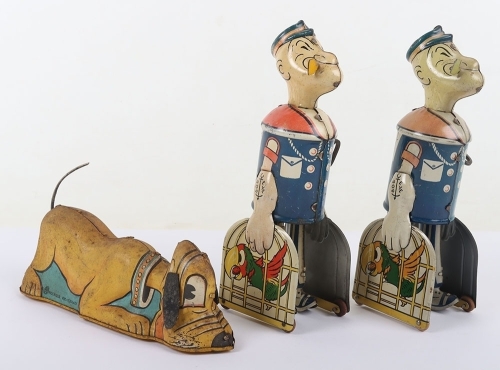 Two Tinplate Louis Marx Popeye Figures