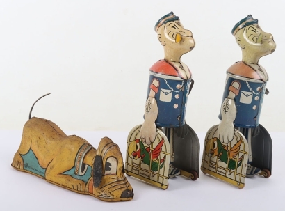 Two Tinplate Louis Marx Popeye Figures