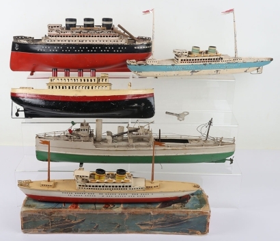 Arnold Germany Three Funnel Tinplate Clockwork Ocean Liner
