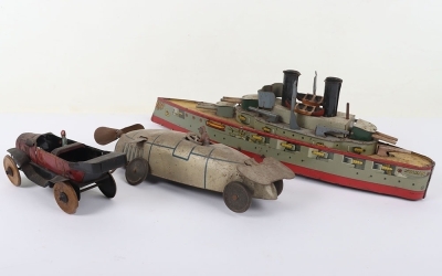 WK Wilhelm Kruass (Germany) Vulkan Tinplate Battleship - 2