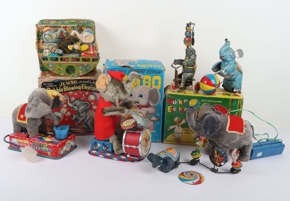 Quantity of Japanese Mechanical Clockwork/Battery operated Tinplate Elephants