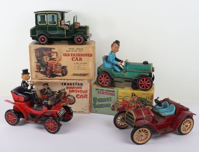 Four Japanese Novelty Tinplate Vintage Toy Cars