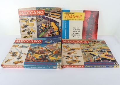 Eight Meccano sets, 1960s