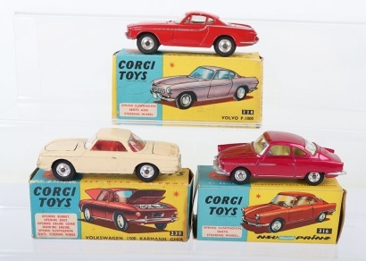 Three Boxed Vintage Corgi Toys European Cars
