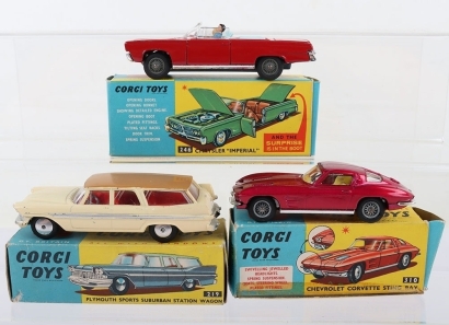 Three Boxed Vintage Corgi Toys U.S.A. Model Cars