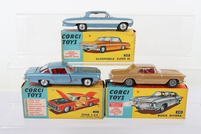 Three Boxed Vintage Corgi Toys USA Cars