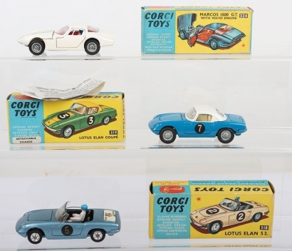 Vintage Corgi Toys three boxed Sports cars