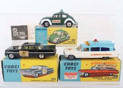 Three Vintage Corgi Toys boxed Emergency vehicles