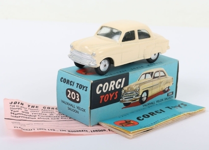 Vintage Corgi Toys 203 Vauxhall Velox Saloon, cream body