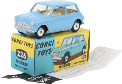 Vintage Corgi Toys 226 Morris Mini Minor, scarce pale cream interior
