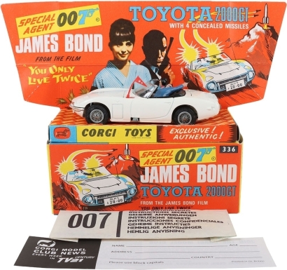 Vintage Corgi Toys James Bond 336 James Bond Toyota 2000GT from the film &lsquo;You Only Live Twice&rsquo;