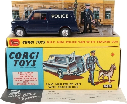 Vintage Corgi Toys 448 B.M.C. Mini Police Van with Tracker Dog