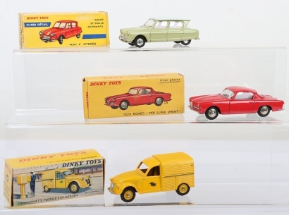 Boxed French Dinky cars and Postal van