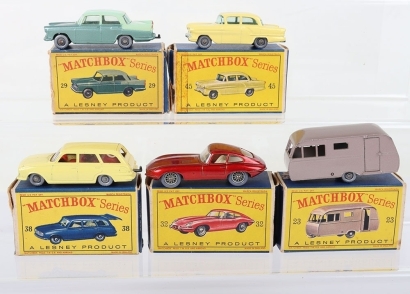 Five Boxed Matchbox Lesney Regular Wheel model Cars