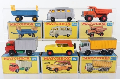 Six Boxed Matchbox Lesney Regular Wheel models in F type Boxes