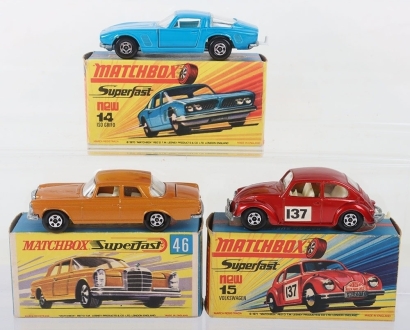 Three Boxed Matchbox Lesney Superfast Wheel models