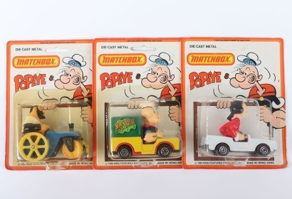Three Matchbox Popeye Diecast Models