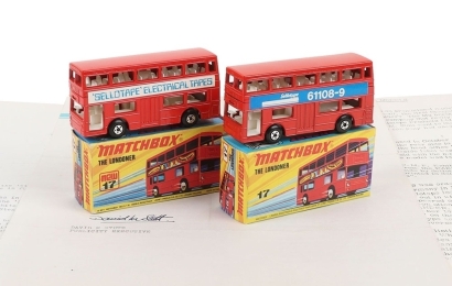 Rare Matchbox Superfast 17b Londoner Buses Sellotape with Provenance Letters from Sellotape Products Limited
