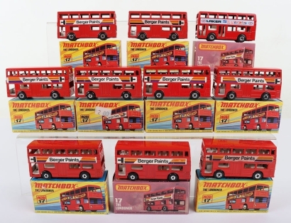 Nine Matchbox Superfast 17b The Londoner Daimler Fleetline Bus Berger Paints