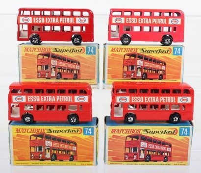 Four Matchbox Superfast 74A Daimler Bus Esso Extra Petrol