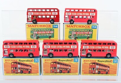 Five Matchbox Superfast 74A Daimler Bus Esso Extra Petrol