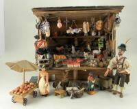 Miniature German market stall with toys,