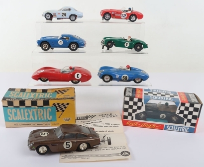 Six VintageScalextric slot Cars