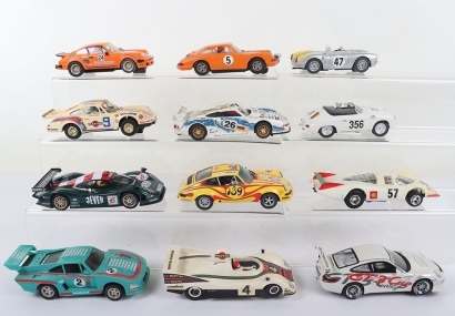 Twelve Unboxed Porsche Slot Cars