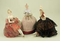 Three pin-cushion half dolls, German early 20th century,