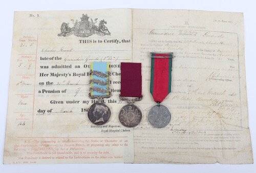 Crimea War Long Service Good Conduct Medal Group of 3 to the Grenadier Guards with Original Parchment Documents